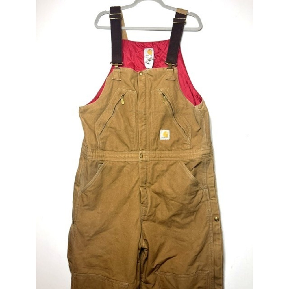 Carhartt Mens Vintage Distressed Double Knee Bib Workwear Overalls Sz 38 x 32